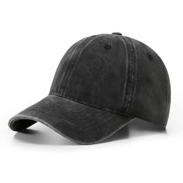 A black unstructured cap made of 280GSM cotton drill, featuring a logo on the front.