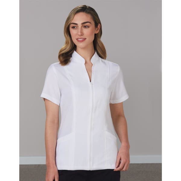 Women’s Full Zip Front Short Sleeve Tunic