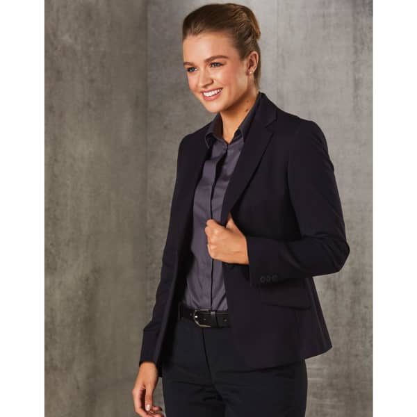 Women’s One Button Cropped Jacket in Poly/Viscose Stretch