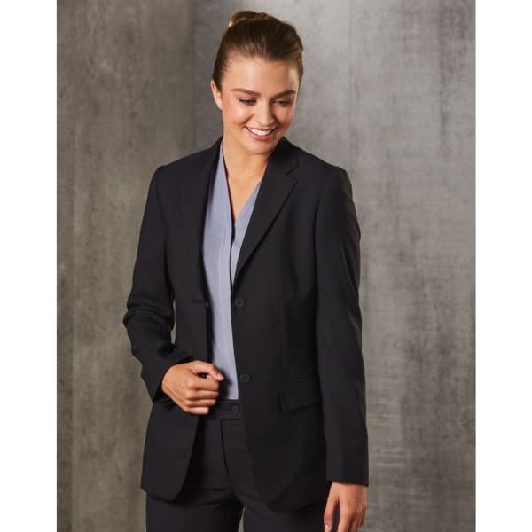 Women’s Two Buttons Mid Length Jacket in Poly/Viscose Stretch