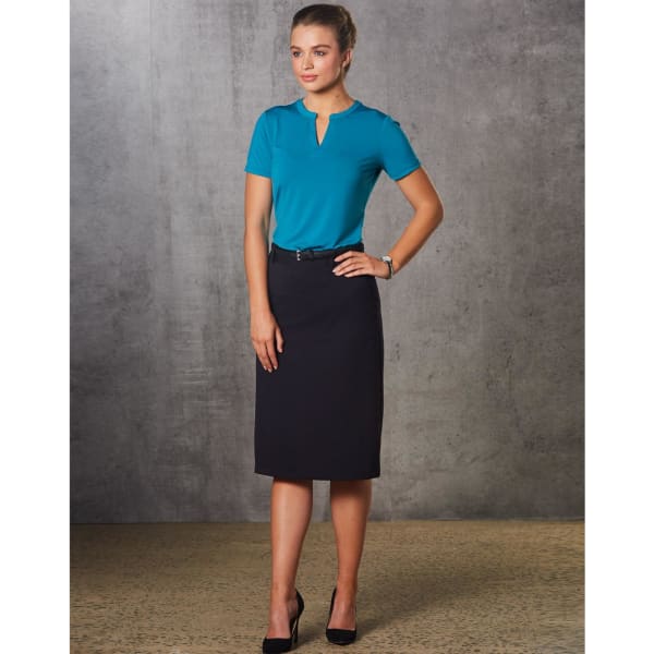 Women’s Flexi Waist A-line Utility Lined Skirt in Poly/Viscose Stretch Twill