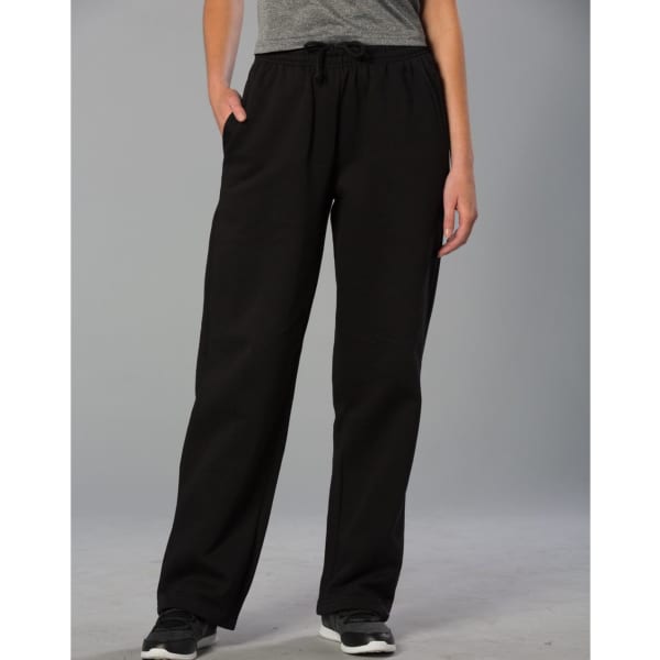 Adult fleecy pants in black, featuring a drawstring waist and side pockets, styled with a casual fit.