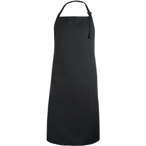 A black apron bib with a neck tie and no decorative elements, designed for practical use.
