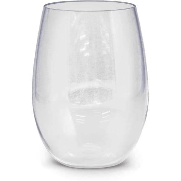 A drink bottle featuring a clear, sleek design with a rounded shape. It has a logo displayed on the surface.