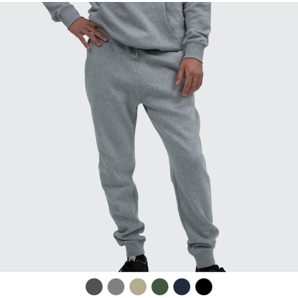 Unisex sweatpants in grey with a relaxed fit, featuring an elastic waistband and cuffed ankles.