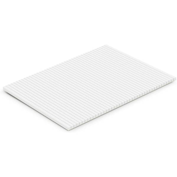 An A4 office notepad with white lined pages, featuring a clean, simple design. It has a branding logo on the side.