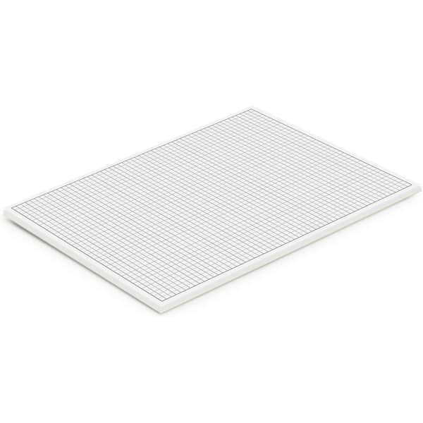 A4 graph note pad with a white border and a grid pattern on the page. Includes branding on the cover.