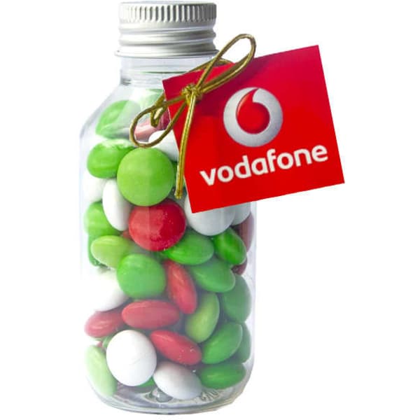 Christmas Choc Beans in No Neck Jar with Swing Tag