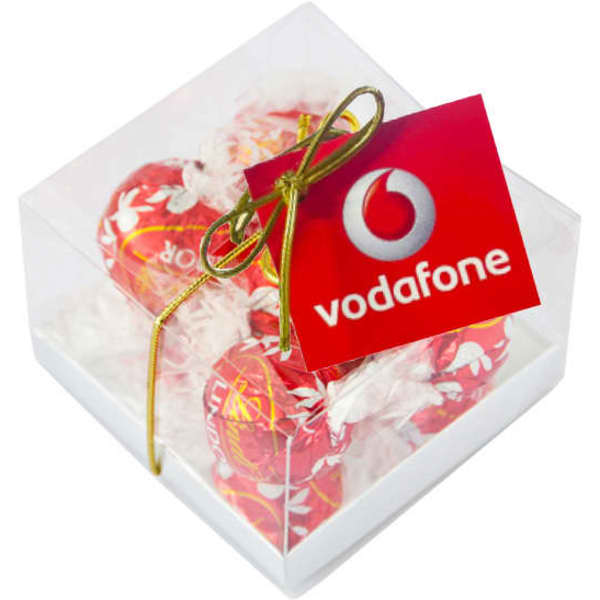 Christmas Lindt Chocolates x5 in cube with Bow & Swing Tag
