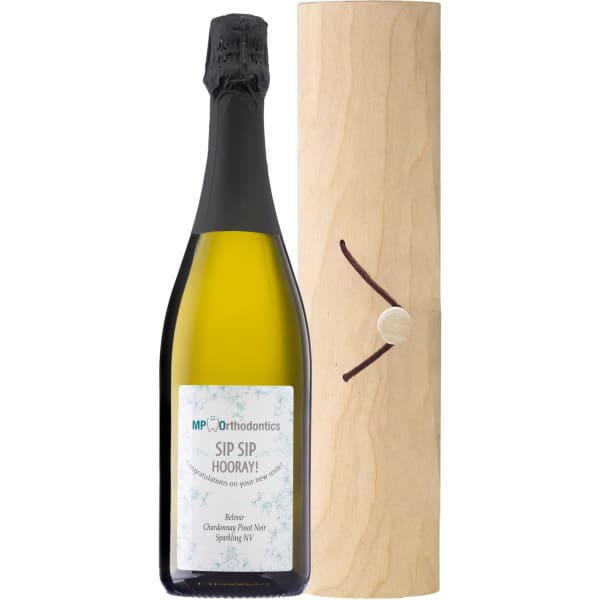 Custom Labelled Wine Inside Birch Cylinder