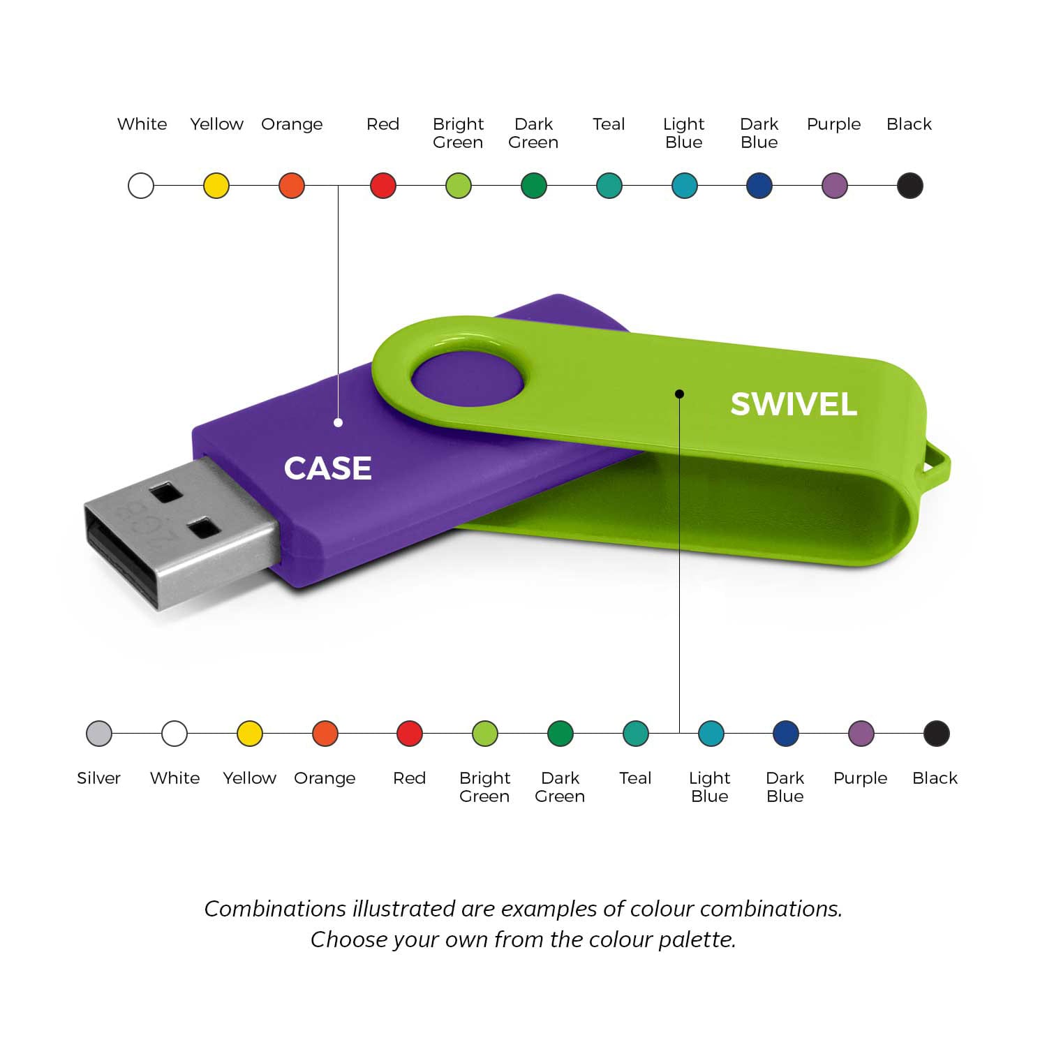 Helix 4GB USB Flash Drive - Customizable Soft-Touch Case with Aluminium Swivel