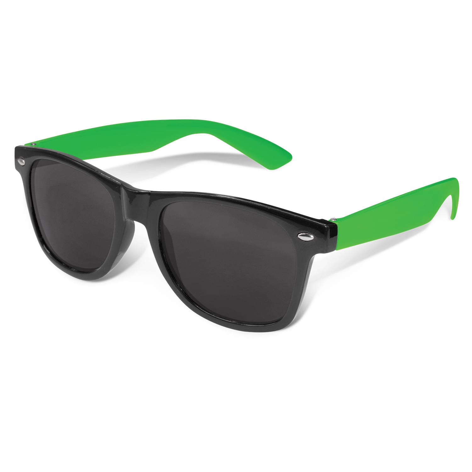Malibu Premium Sunglasses - Black Frame - 112025 Image Bright Green