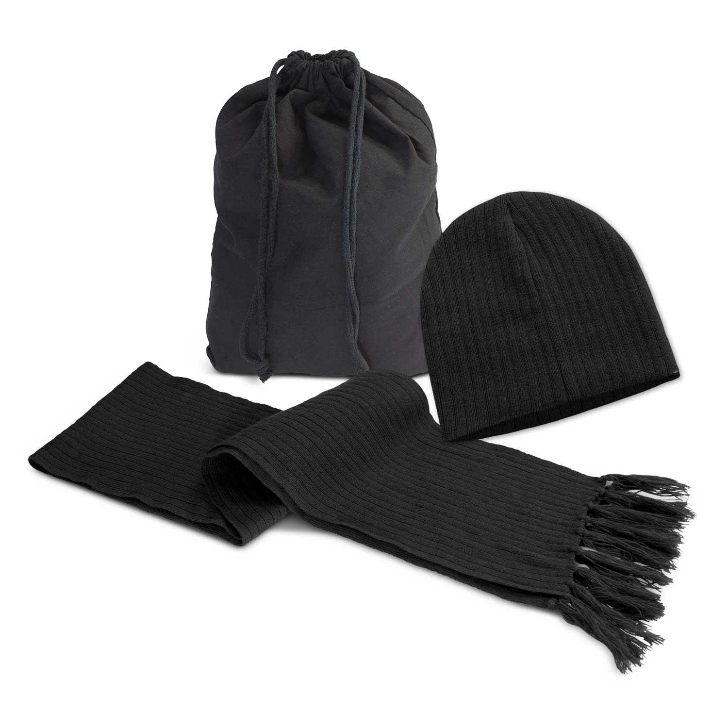 Nebraska Scarf and Beanie Set - 113842 Image Black
