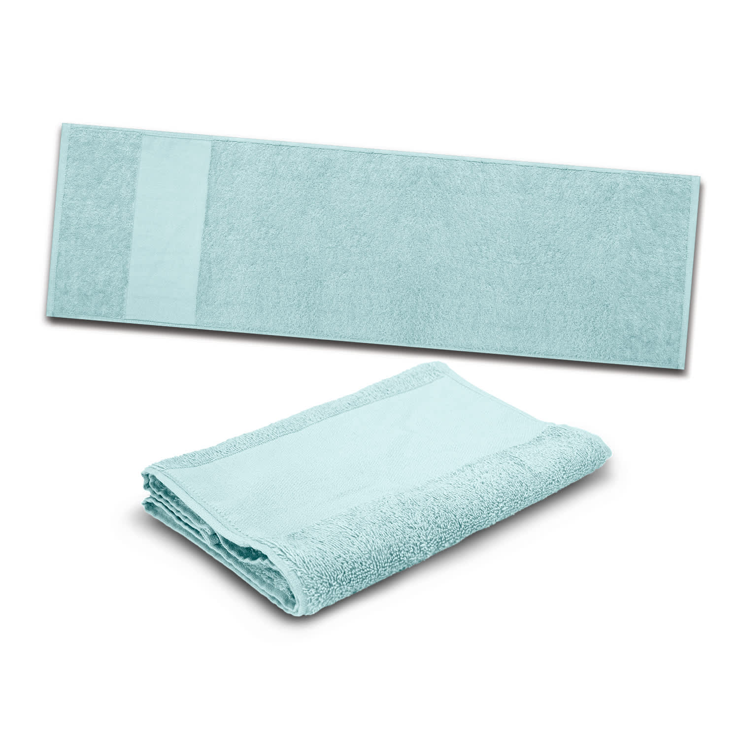 A light blue Enduro Sports Towel is displayed, showcasing its soft texture and generous size, folded for convenience.
