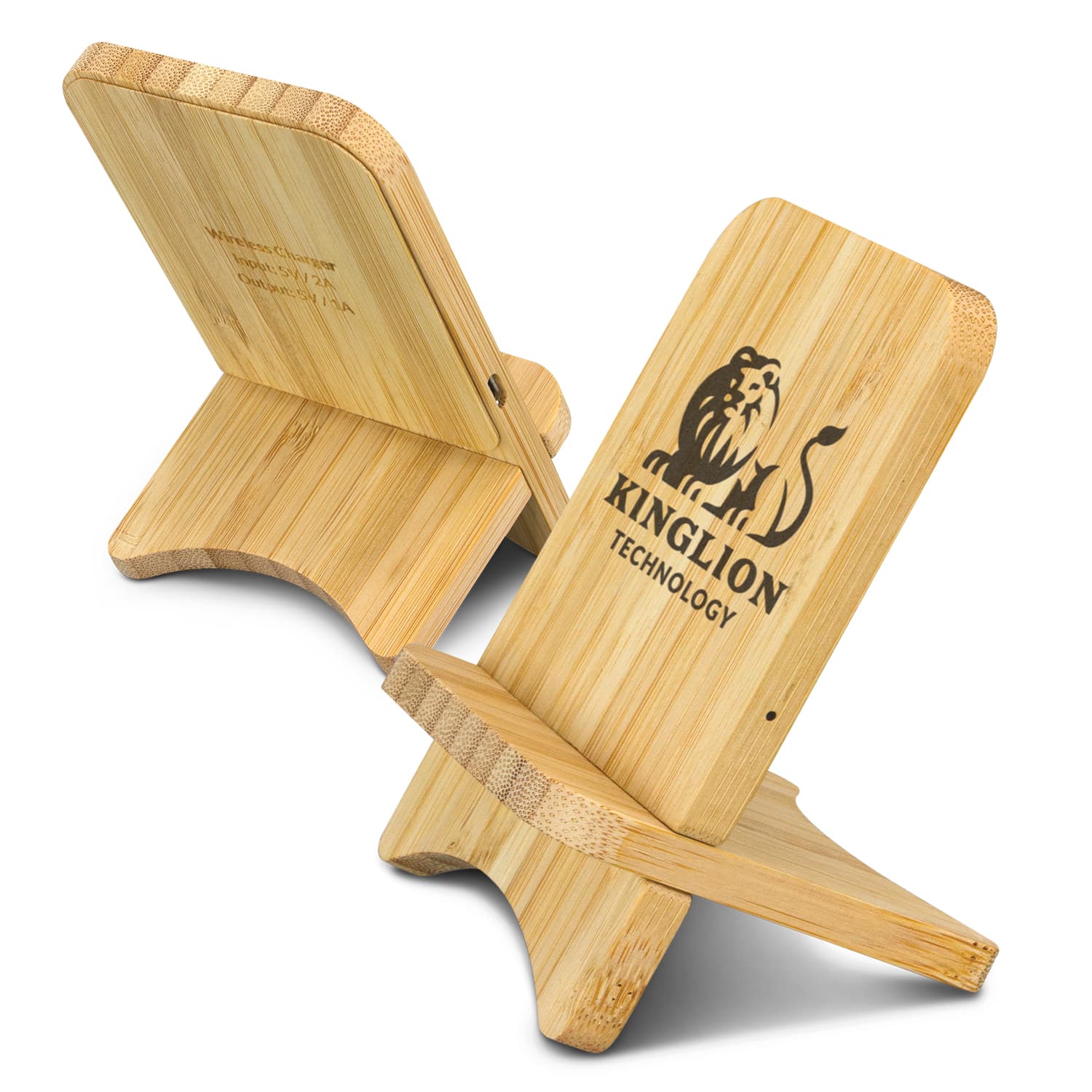 Bamboo Wireless Charging Stand - Eco-Friendly 5W Qi Charger with Adjustable Design