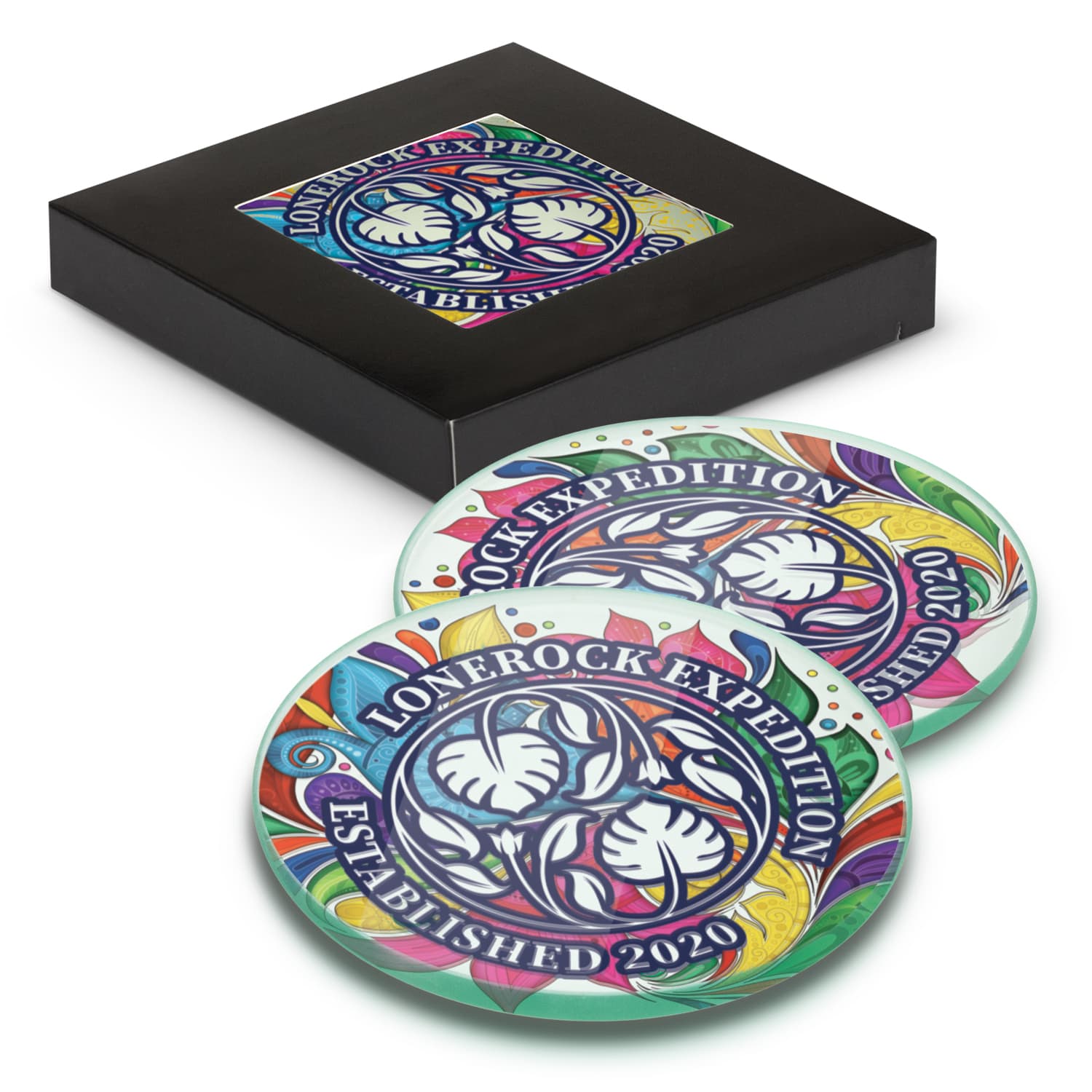 Venice Glass Coaster Set of 2 Round - Full Colour | Custom Coasters NZ | Custom Printed Coasters NZ