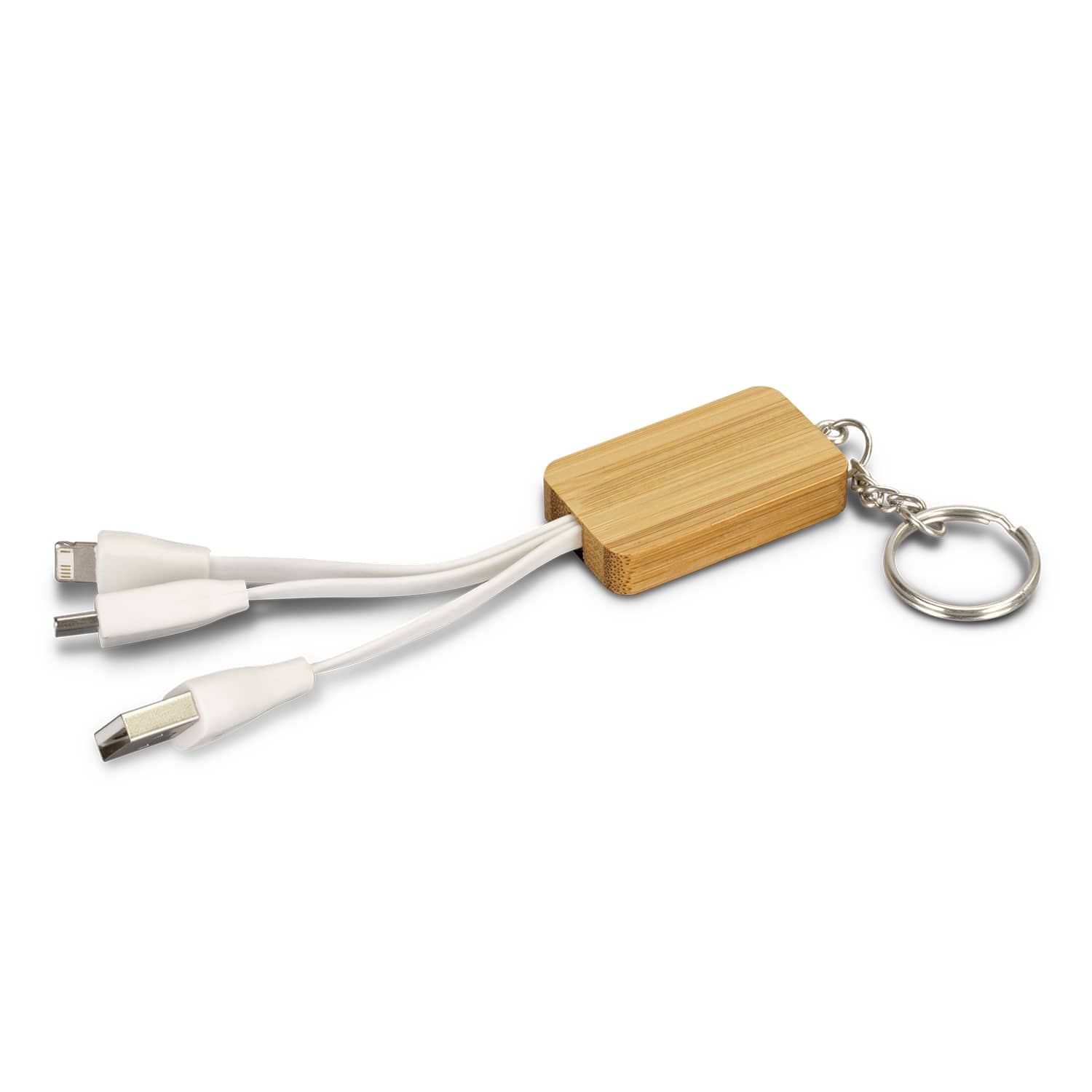 Bamboo Charging Cable Key Ring - Rectangle - 121410 Image Natural