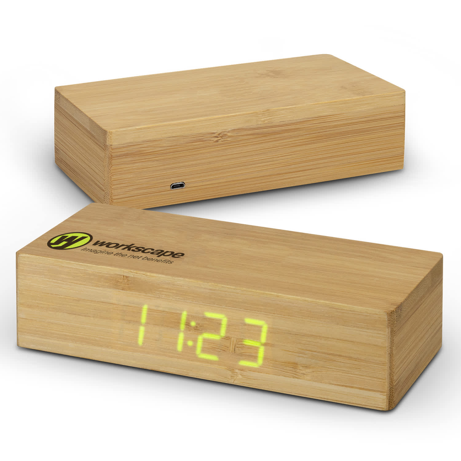 Bamboo Wireless Charging Clock | Branded Wireless Charger | Personalised Wireless Charger