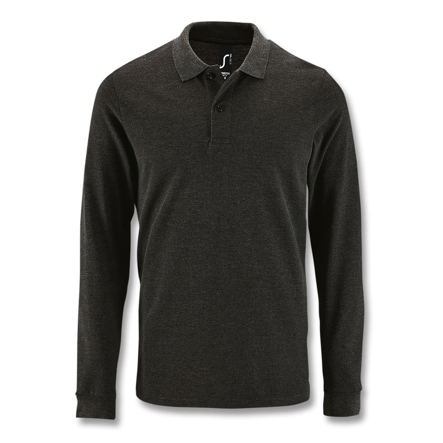 SOLS Perfect Men's Long Sleeve Polo - 121710 Image Charcoal Melange
