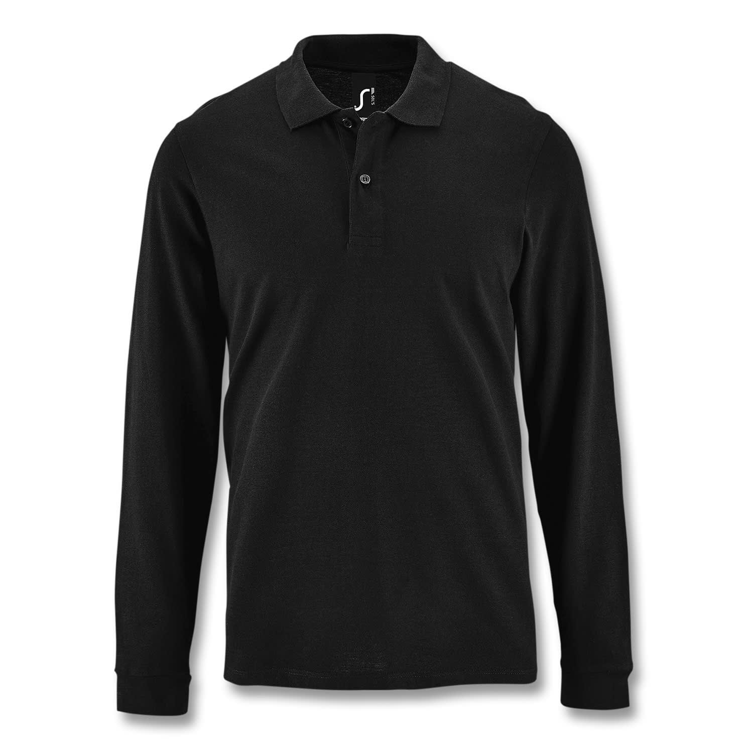 SOLS Perfect Men's Long Sleeve Polo - 121710 Image Black
