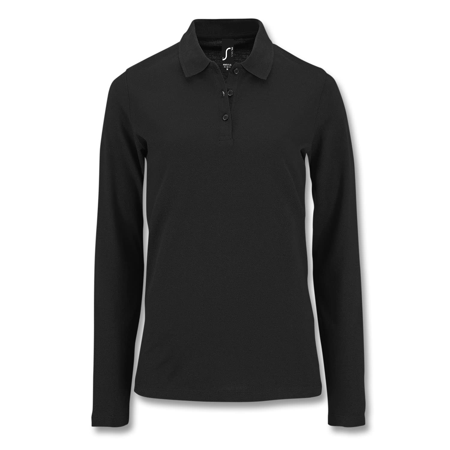SOLS Perfect Women's Long Sleeve Polo - 121711 Image Black