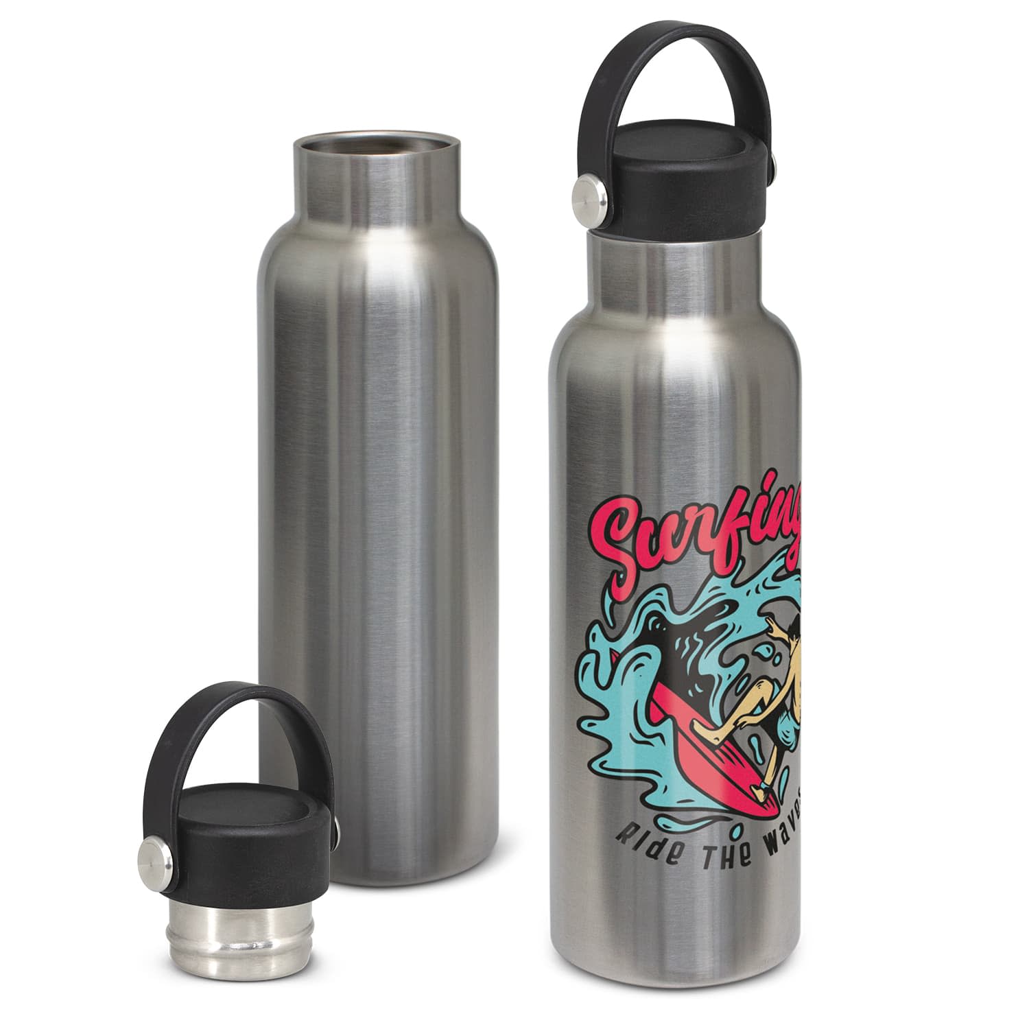 Nomad Vacuum Bottle Stainless - Carry Lid | Stainless Water Bottle NZ | Stainless Steel Bottle NZ