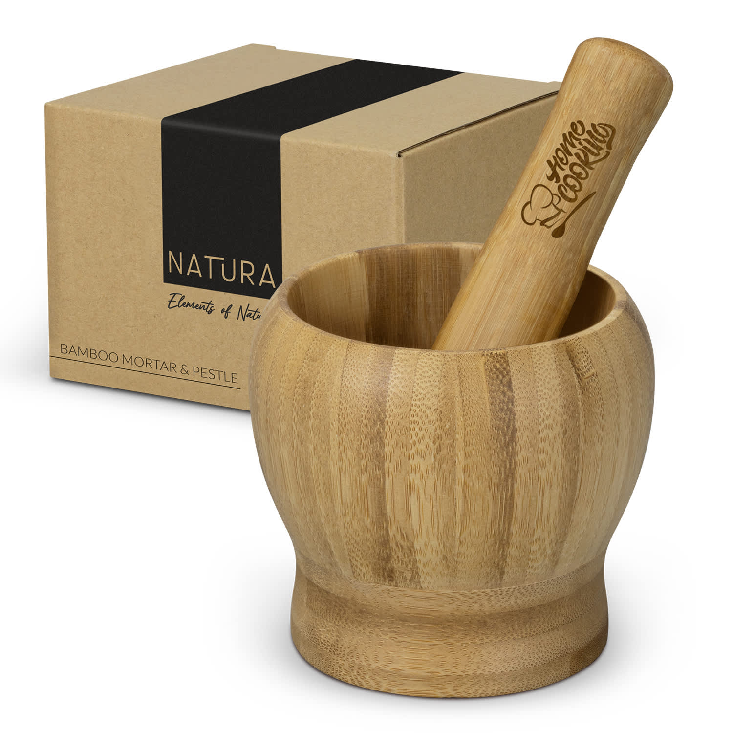 Bamboo Mortar and Pestle | Customised Mortar and Pestle | Custom Merchandise | Merchandise | Promotional Products NZ | Branded merchandise NZ | Branded Merch | Personalised Merchandise | Custom Promotional Products | Promotional Merchandise