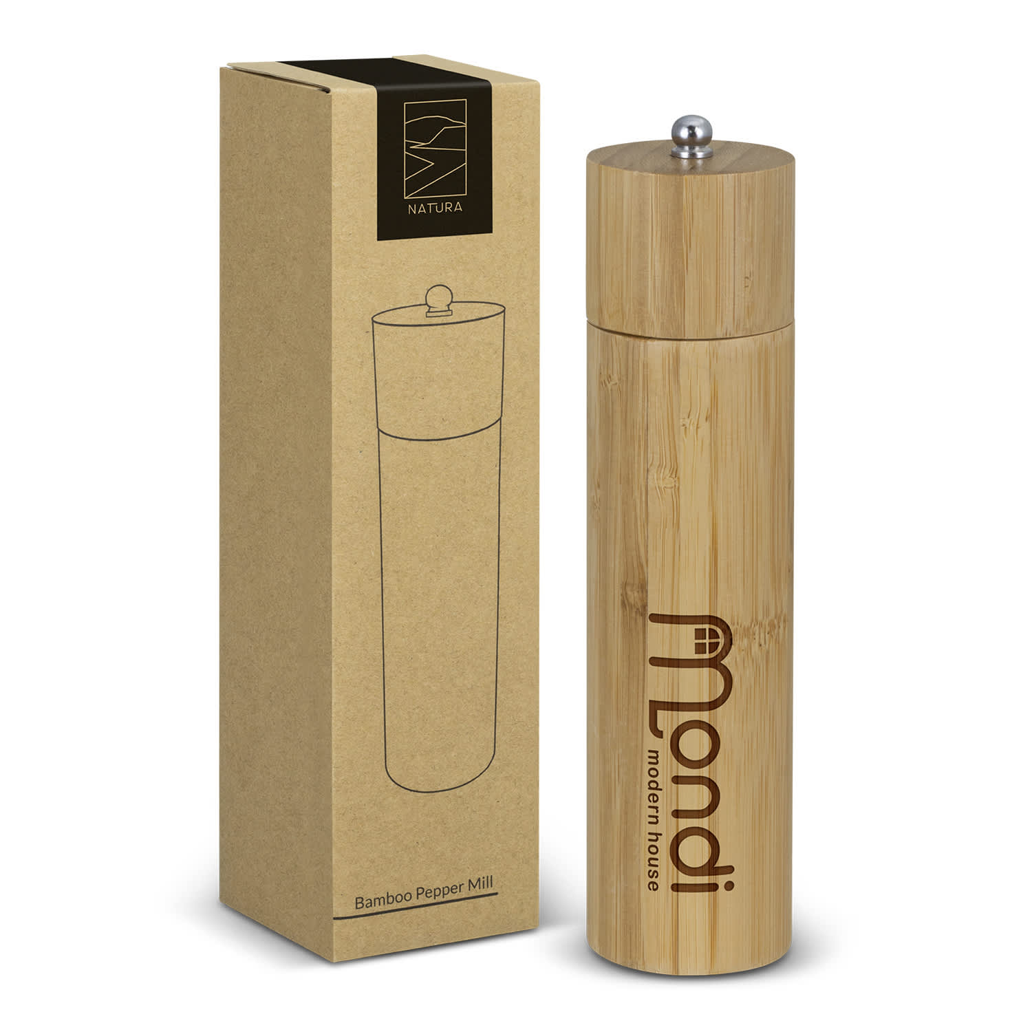 Custom Bamboo Pepper Mill | Promotional Products NZ | Branded merchandise NZ | Branded Merch | Personalised Merchandise | Custom Promotional Products | Promotional Merchandise