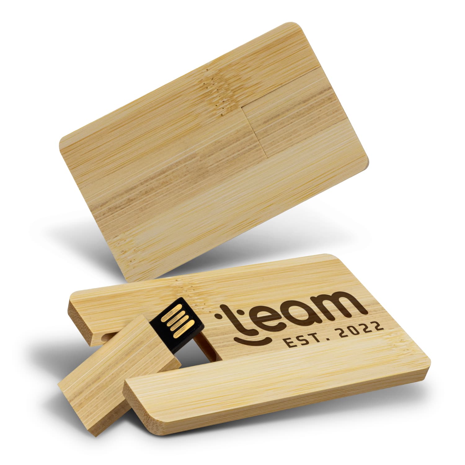 Personalised Bamboo Credit Card Flash Drive 8GB | Personalised USB Drives | Custom USB Drives Non Minimum | Company Branded USB Drives | Promotional Products NZ | Branded merchandise NZ | Branded Merch | Personalised Merchandise | Custom Promotional Produ