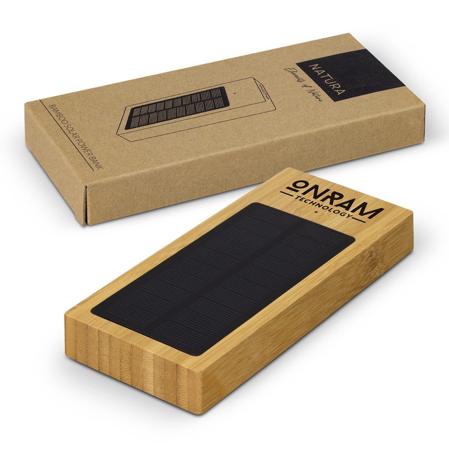 Bamboo Solar Power Bank | Personalised Power Bank | Power Bank Logo Printing | Promotional Power Banks | Solar Power Bank | Custom Merchandise | Merchandise | Customised Gifts NZ | Corporate Gifts | Promotional Products NZ | Branded merchandise NZ 