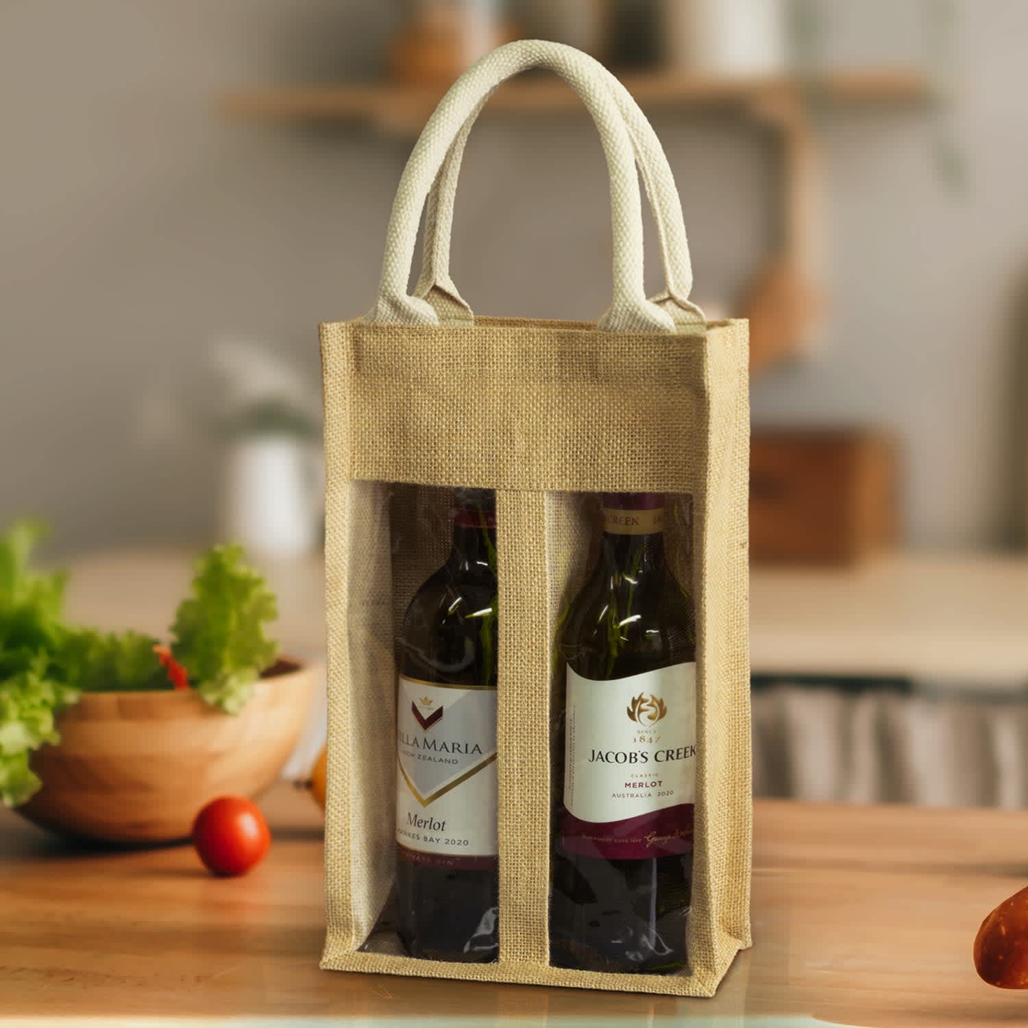 Serena Jute Double Wine Carrier - 122950 Image