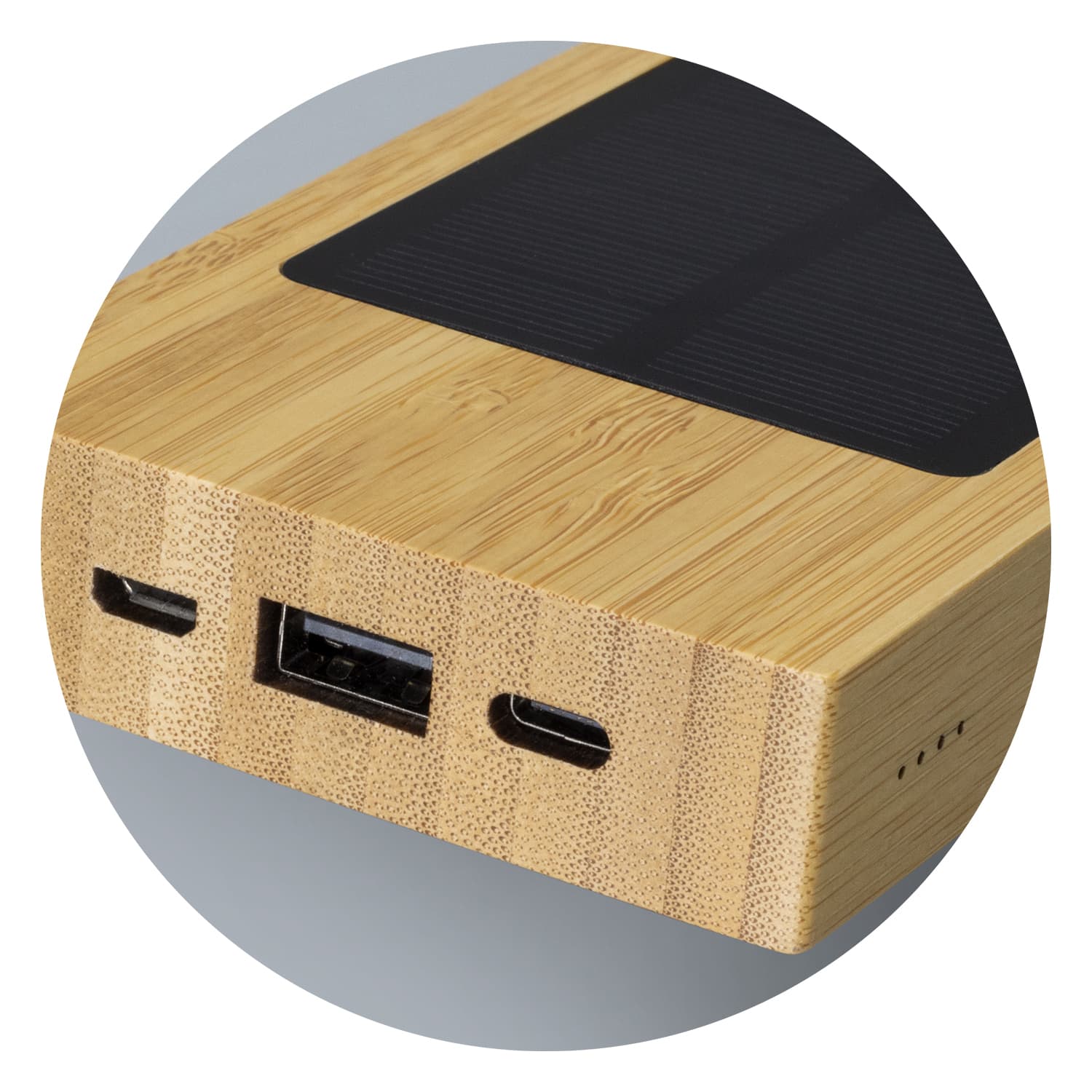 NATURA Bamboo Solar Power Bank - 10,000mAh Eco-Friendly Portable Charger with Solar Panels