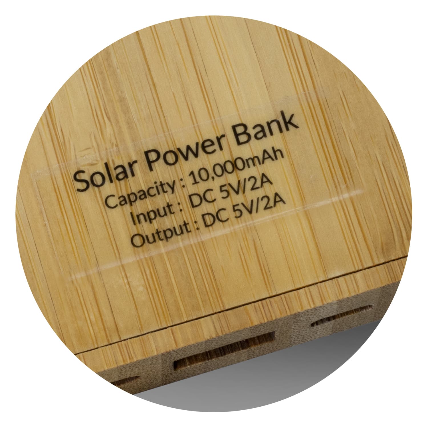 NATURA Bamboo Solar Power Bank - 10,000mAh Eco-Friendly Portable Charger with Solar Panels