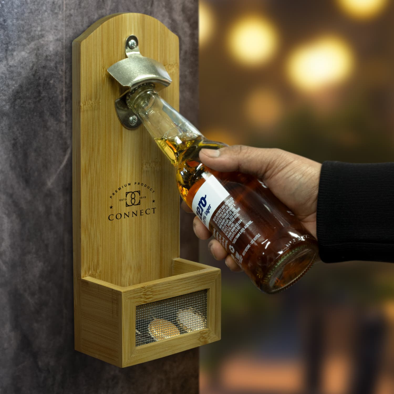 NATURA Bamboo Wall Mounted Bottle Opener - 124703 Image