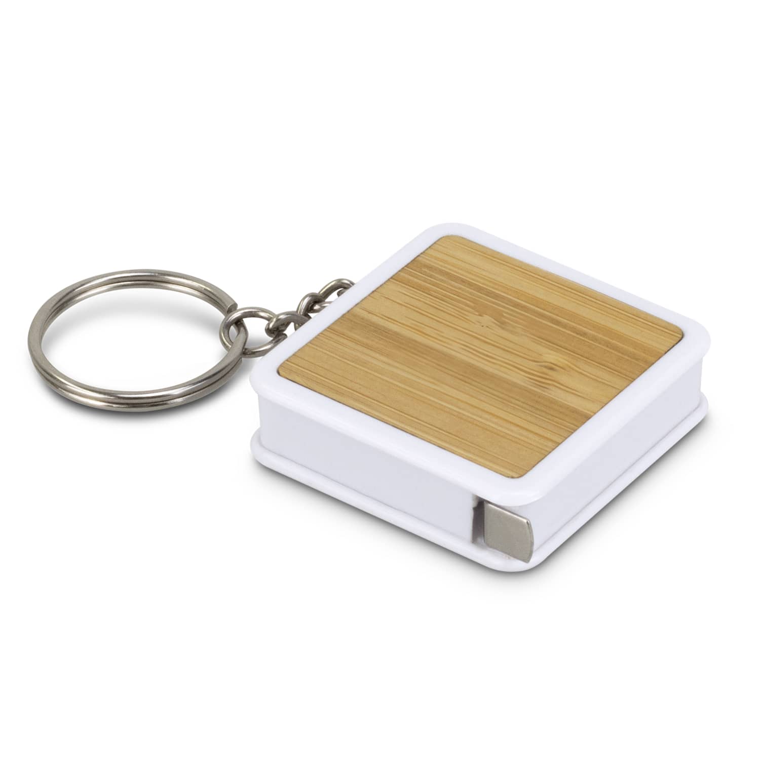 Bamboo Tape Measure Key Ring - 124816 Image White/Natural