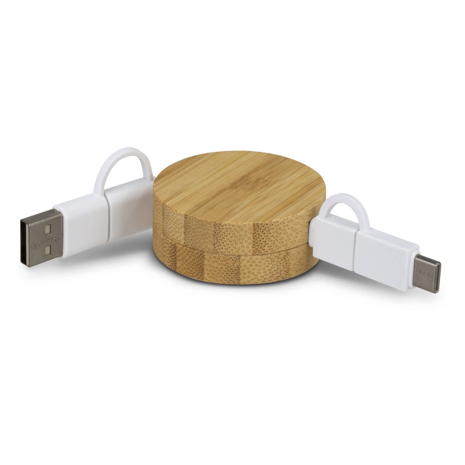 Bamboo Retractable Charging Cable - 124859 Image Natural/White
