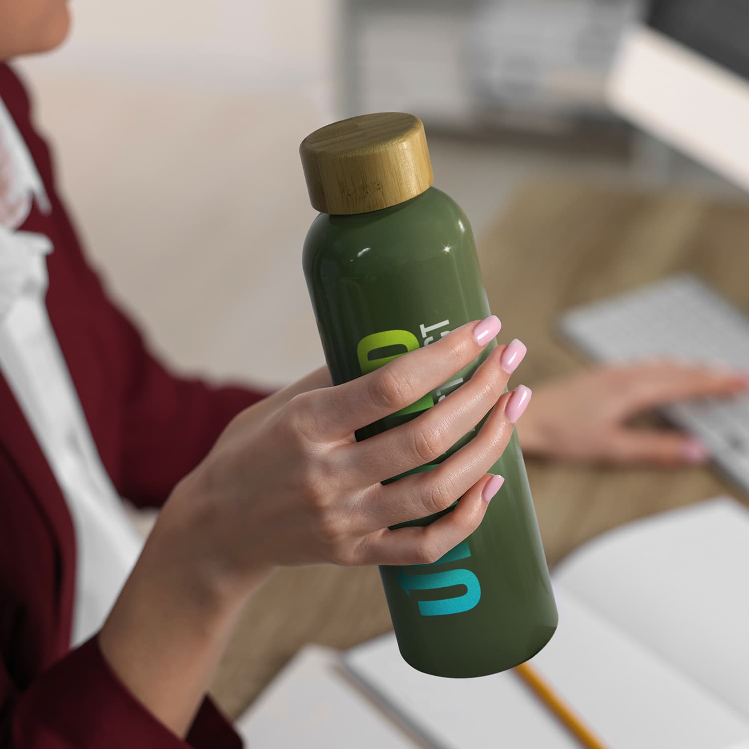 Eden Aluminium Bottle Bamboo Lid - 125304 Image 