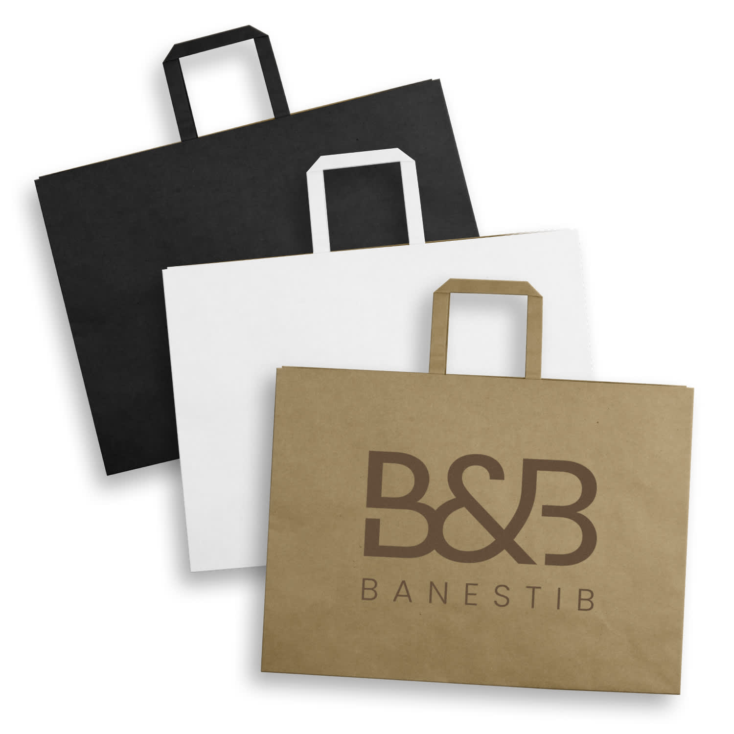 Extra Large Flat Handle Paper Bag Landscape | Custom Paper Bags | Customised Paper Bags | Personalised Paper Bags | Custom Merchandise | Merchandise | Customised Gifts NZ | Corporate Gifts | Promotional Products NZ | Branded merchandise NZ | Branded Merch