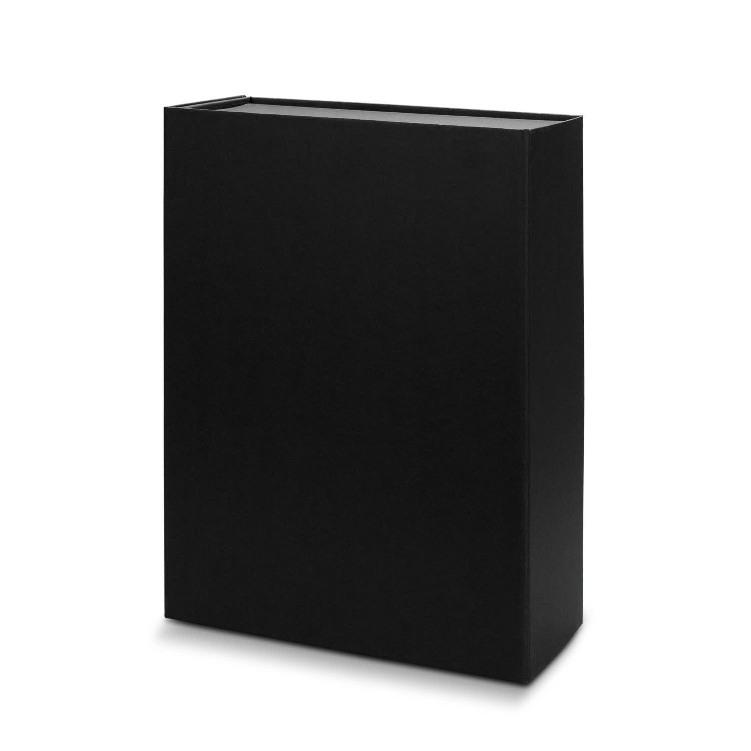 A medium-sized magnetic lid gift box in solid black with a sleek, minimalist design.