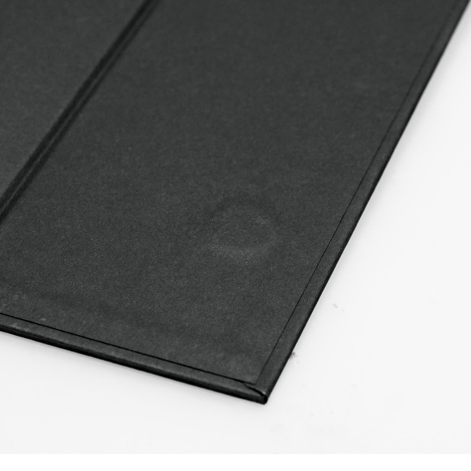 A medium black magnetic lid gift box, featuring a smooth surface and folded edges.