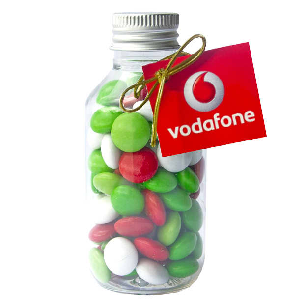Christmas Choc Beans in No Neck Jar with Swing Tag