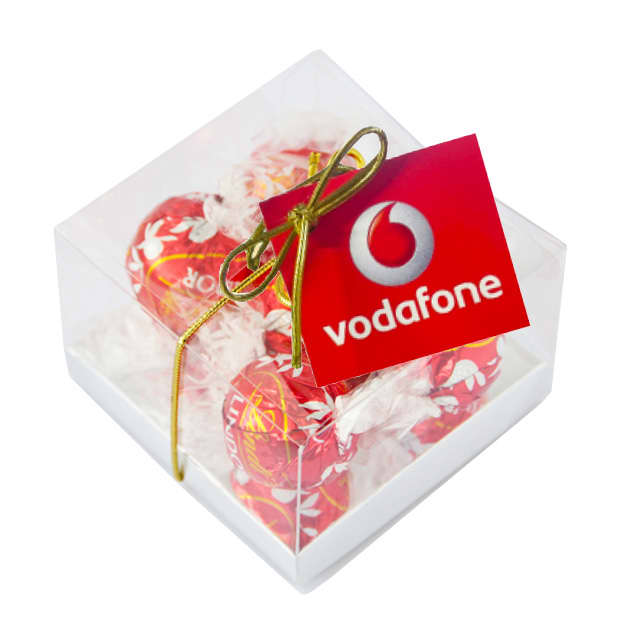 Christmas Lindt Chocolates x5 in cube with Bow & Swing Tag