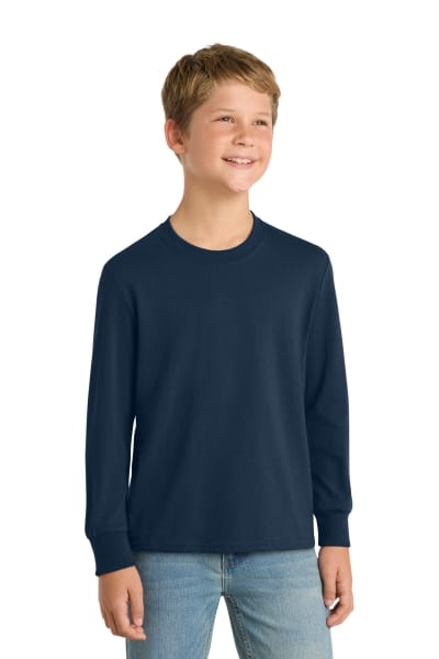 Port & Co Youth Long Sleeve Core Cotton Tee. PC54YLS