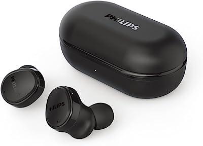 Philips TAT4556BK/00 Auriculares sem fios com cancelamento de ruído ativo híbrido, com resistência a salpicos e ao suor IPX4, e até 29 horas de duração com estojo portátil, preto