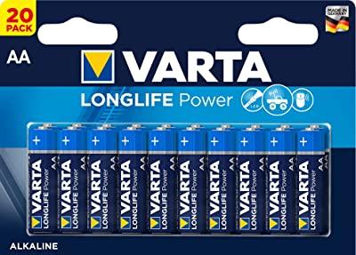 Varta Pilha Longlife Power AA Mignon LR6 (embalagem de 20 unidades), pilha alcalina - "Made in Germany"