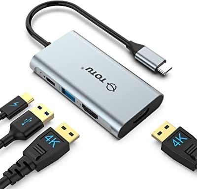 Docking Station, USB C Hub, TOTU 4 em 1, USB C to Dual HDMI Adapter com 4K HDMI Ports, 100 W, Power Delivery Port, USB 3.0