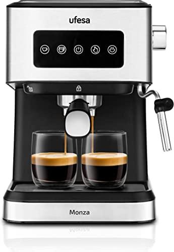 Ufesa Monza Cafeteira Expresso E Capuz, de 20 Bares, Painel de Toque Digital, Vaporizador Orientável