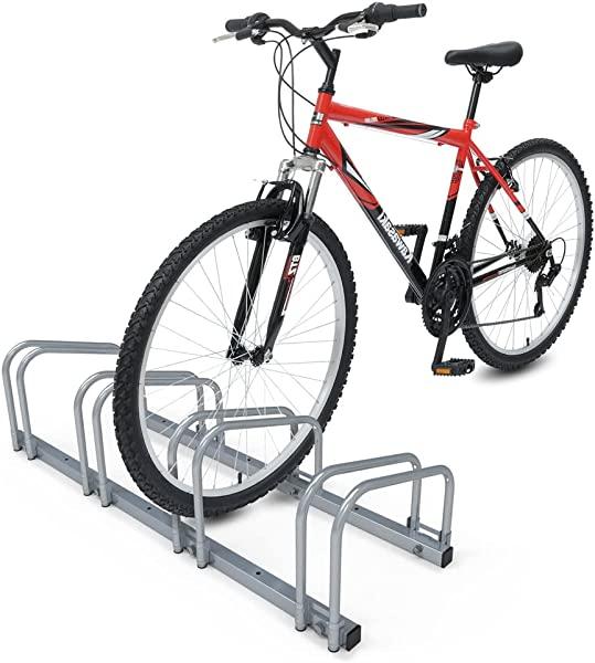 VOUNOT Soporte para Aparcar 3/4/5/6 Bicicletas, Aparcamiento, Estacionamiento para Bicis, Suelo y Pared, Montaje, Interior y Exterior
