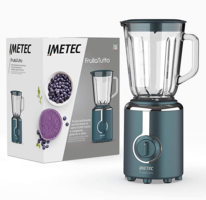 Imetec Frullatutto Batidora de vaso, Cuchillas Trituradoras De Hielo De Acero Inoxidable, Vidrio Antirrayas De 800 Ml,