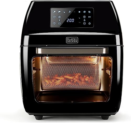 Black+Decker bxafo1200e, Frigideira de AR E Forno, 1700W, 12L, Temperatura Regulável 40º - 200ºC, 8 Programas Pré-Definidos, Porta Transparente